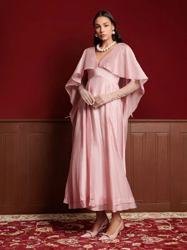 <b>DREAM</b> Crystal Cape Maxi Dress Chic Button-Up Maxi Dress