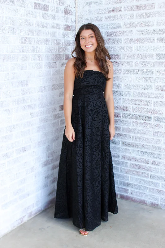 Dancing Time Textured Woven Maxi Dress Comfortable Ruffle Maxi Dress