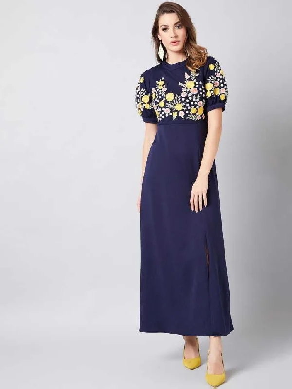 Floral Embroidered Maxi Dress Trendy Floral Print Maxi Dress