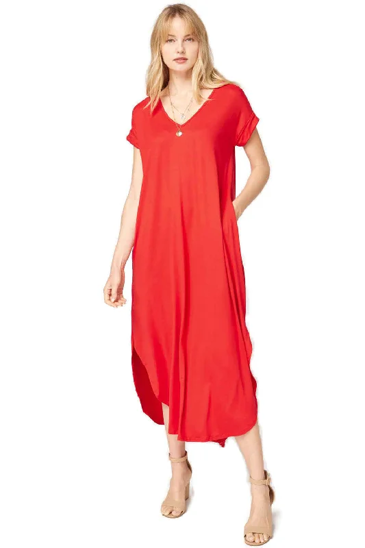 Everyday Pocket Maxi Dress, Tangerine Elegant Tiered Maxi Dress