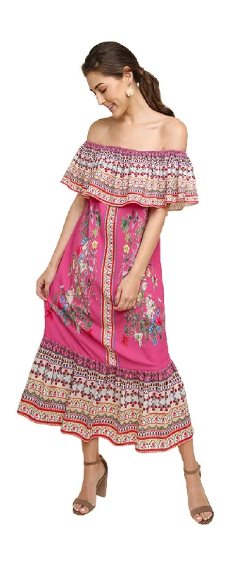 Floral Scarf Maxi Dress, Pink Comfortable Flowy Maxi Dress