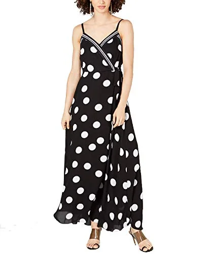 INC Dot & Stripe Maxi Dress Elegant Lace-Up Maxi Dress
