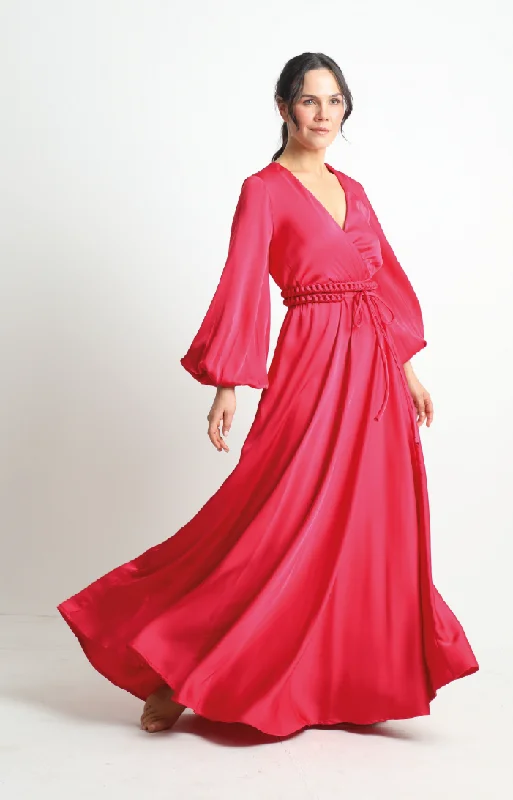 EVA MAXI DRESS Cozy Ruffle Sleeve Maxi Dress