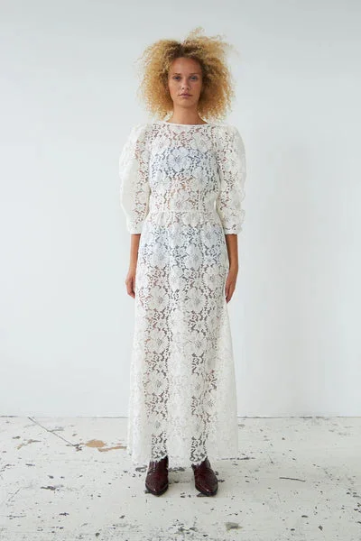 Lace Maxi Dress | Ecru Elegant Lace Maxi Dress