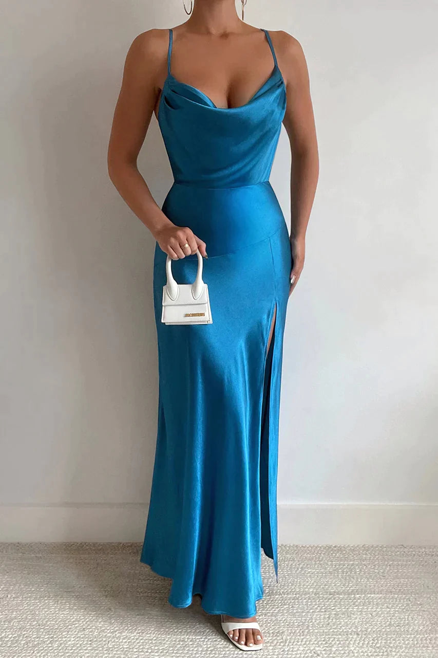 Lena Maxi Dress - Blue Fashionable Asymmetrical Maxi Dress