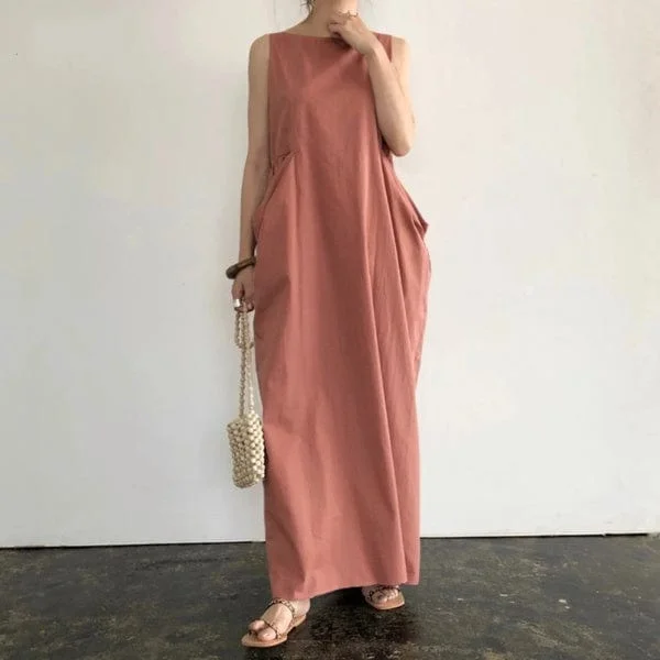 Mara Sleeveless Solid Maxi Dress Fashionable Off-Shoulder Maxi Dress