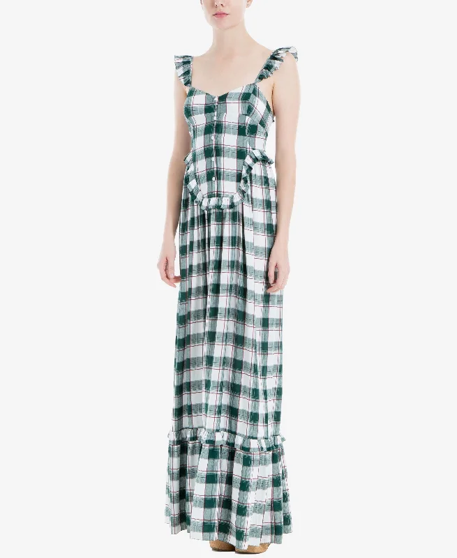 Max Studio London Plaid Maxi Dress Elegant Floral Maxi Dress