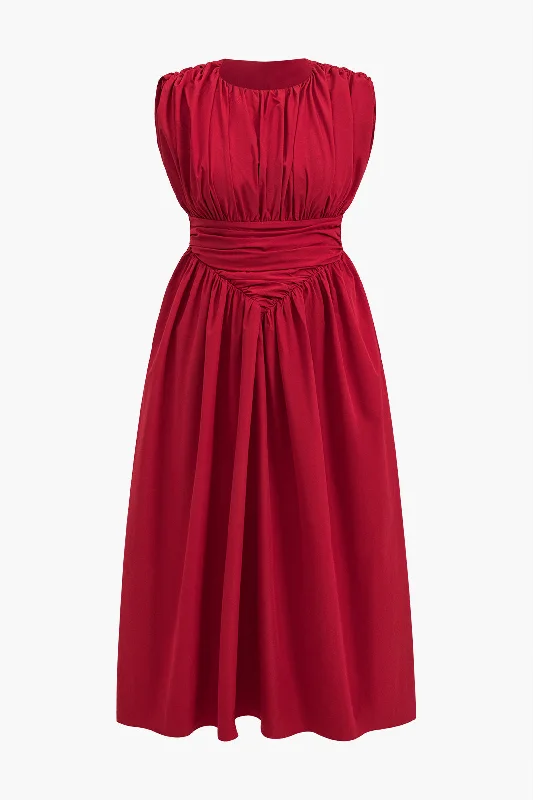 Plus Size Solid Round Neck Maxi Dress Chic Button-Up Maxi Dress
