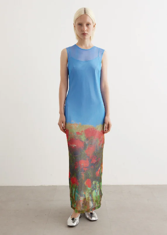 Mesh Maxi Dress Classic Solid Maxi Dress