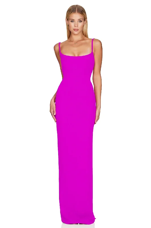 Nookie Bailey Maxi Dress - Electric Pink Stylish Maxi Dress with Pleats