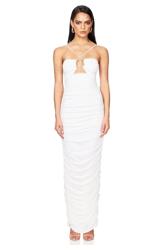 Nookie Empire Maxi Dress - White Comfortable Fitted Maxi Dress