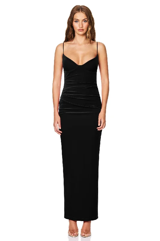 Nookie Mystery Maxi Dress - Black Chic Off-Shoulder Maxi Dress