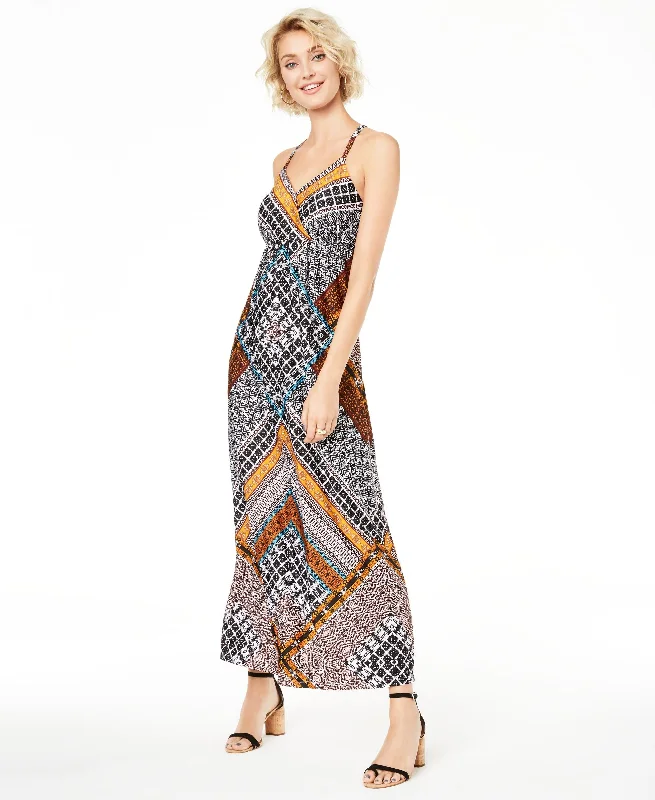 Printed Ring Back Maxi Dress Trendy Fit-and-Flare Maxi Dress