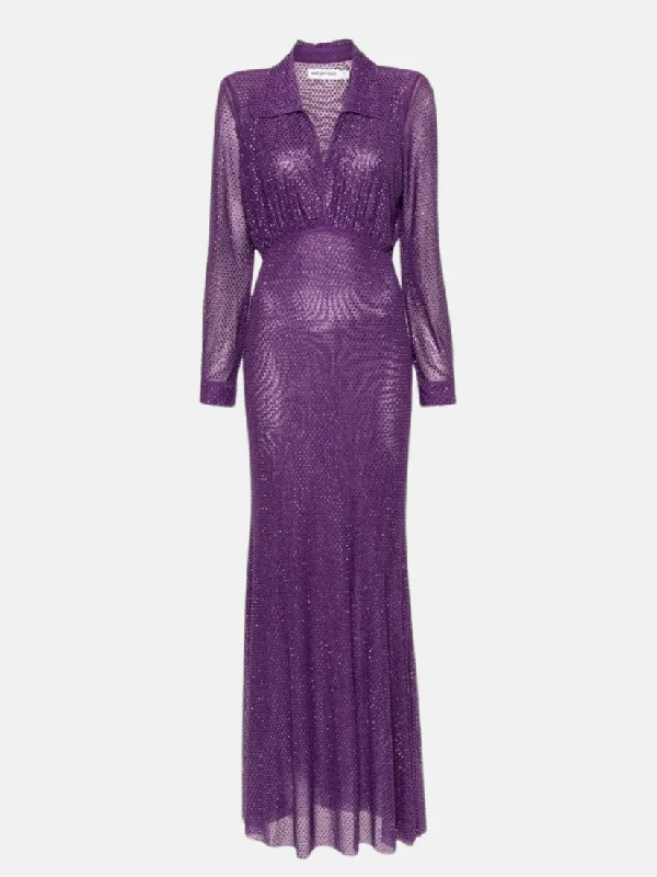 Rhinestone Embellished Maxi Dress Stylish Off-Shoulder Maxi Dress