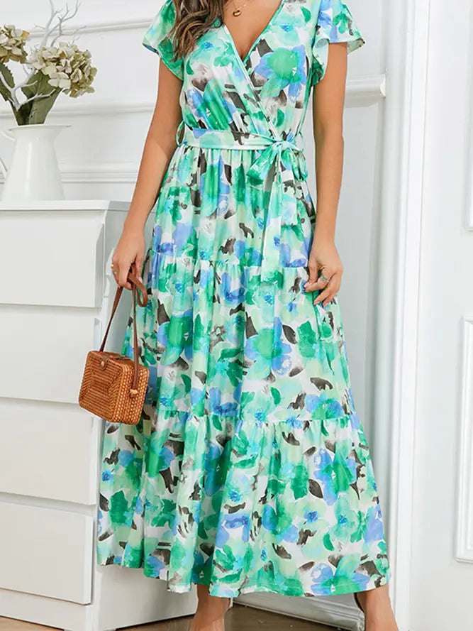 Seaside Allure Maxi Dress Elegant Lace-Up Maxi Dress