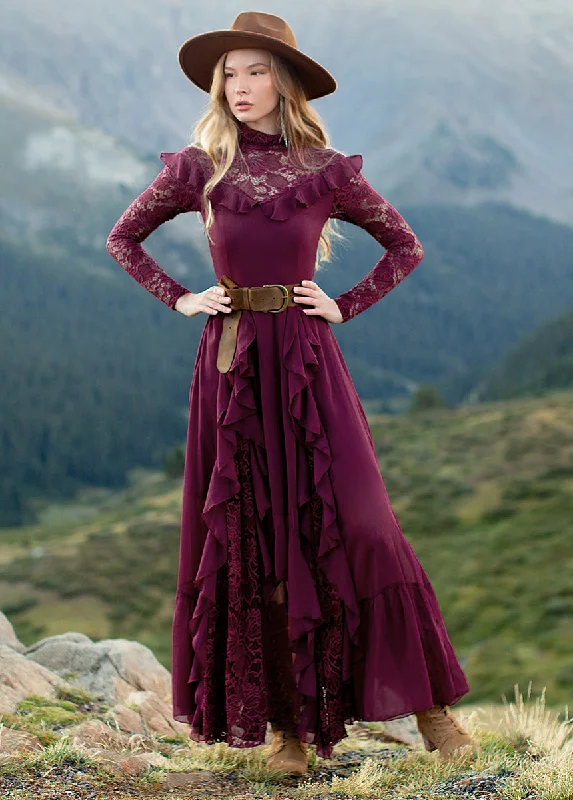 Sveta Maxi Dress in Oxblood Comfortable Fit-and-Flare Maxi Dress