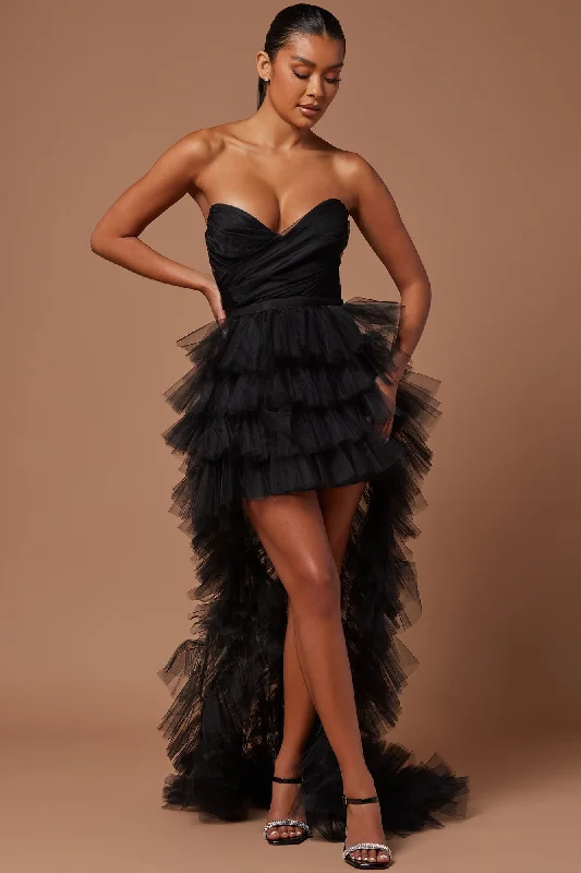 Sweetheart Tulle Maxi Dress - Black Elegant Maxi Dress with Pockets