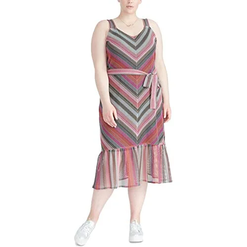 Trendy Plus Size Striped Maxi Dress Fashionable High-Waist Maxi Dress