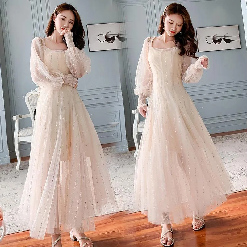 Women High Maxi Dress Elegant Sequined Detail Tunic Dress Classy Evening Party Formal Long Dress Comfortable Maxi Dress with Slits Women High Maxi Dress Elegant Sequined Detail Tunic Dress Classy Evening Party Formal Long Dress Comfortable Maxi Dress with Slits