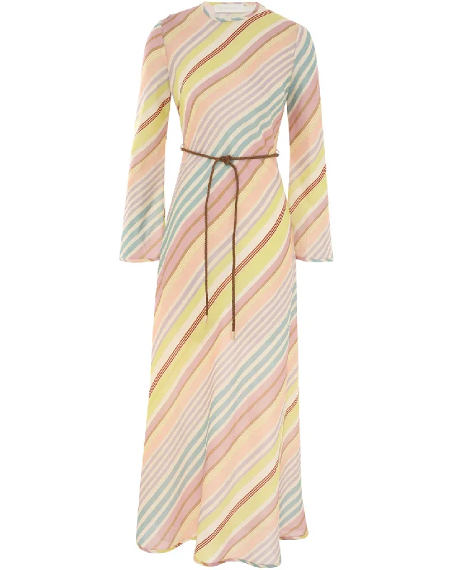 Stripe Halliday Bias Maxi Dress Fashionable Button-Down Maxi Dress