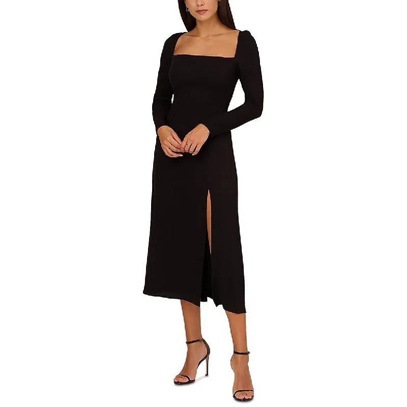 Adrianna Papell Womens Crepe Smocked Sheath Dress