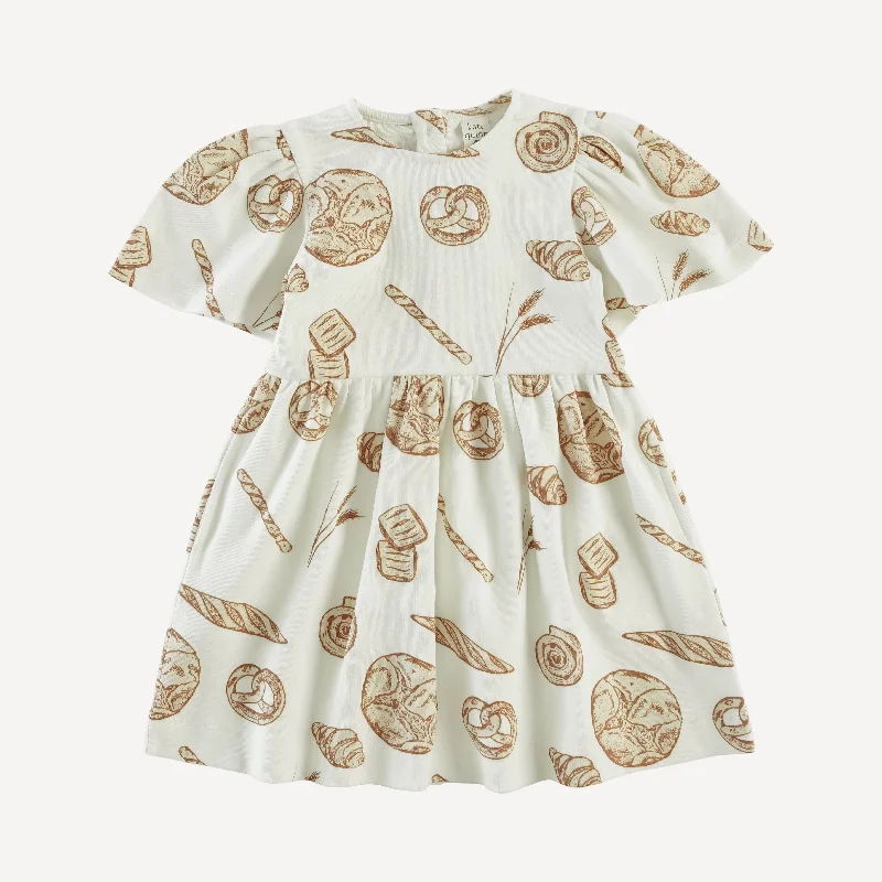 bell sleeve dress | warm bread | organic cotton interlock