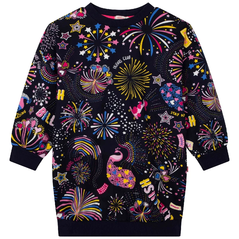 BILLIEBLUSH SWEATDRESS WITH ALLOVER FIREWORKS