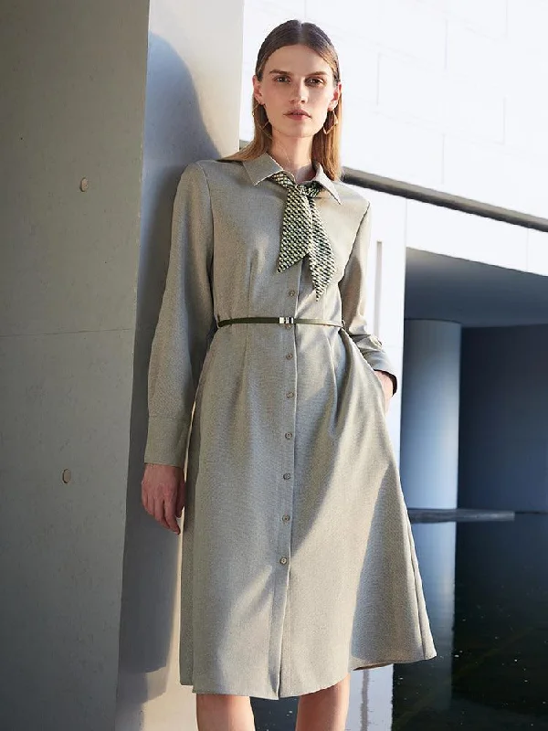 Green Color Block Collar Dress