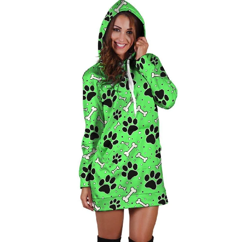 Green Paw Hoodie Dress