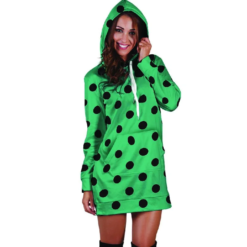 Green Polka Dot Hoodie Dress