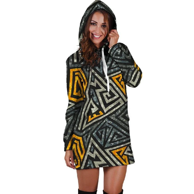 Grunge Geometric Triangle Hoodie Dress