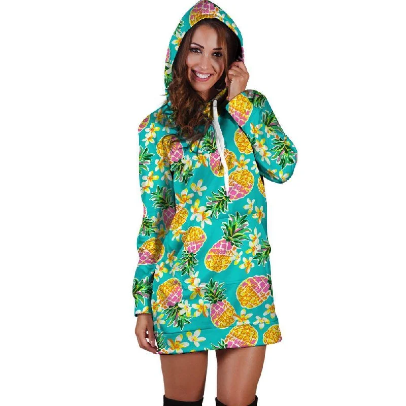 Hawaiian Pineapple Print Hoodie Dress