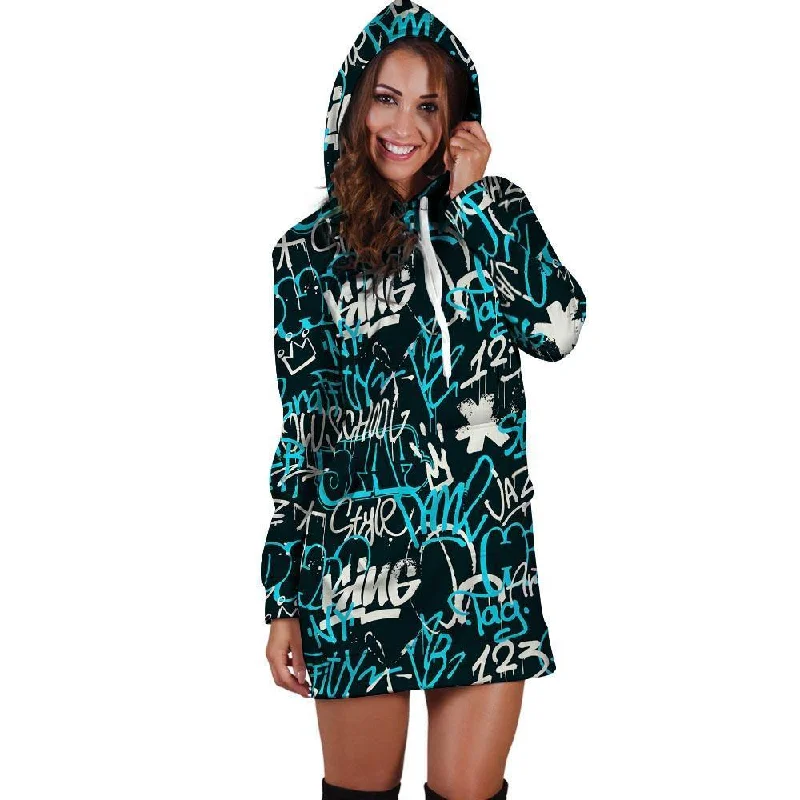 Hiphop Airbrush Print Hoodie Dress