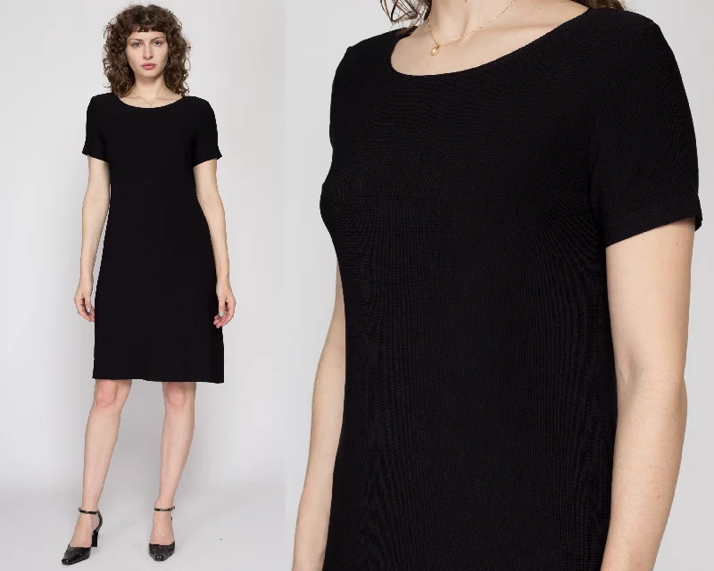 Large 90s Slinky Black Knee Length Dress