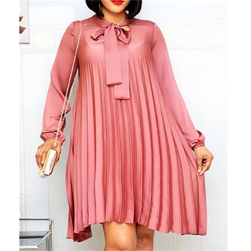 Amy Fashion - Long Lantern Sleeves Knee Length Fashion Dresses