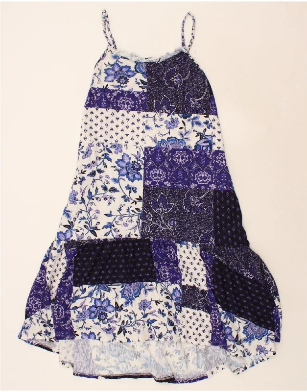 NEXT Womens Sundress UK 12 Medium Navy Blue Patchwork Cotton