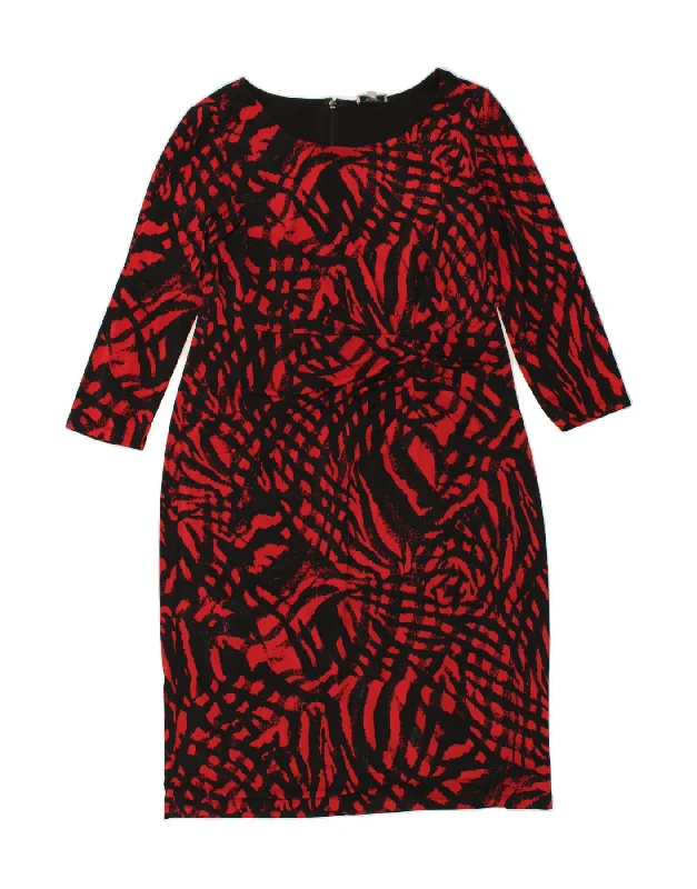 PERSONAL CHOICE Womens Abstract Pattern Sheath Dress UK 16 Large Red