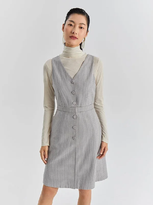 Houndstooth Detachable Tank Dress