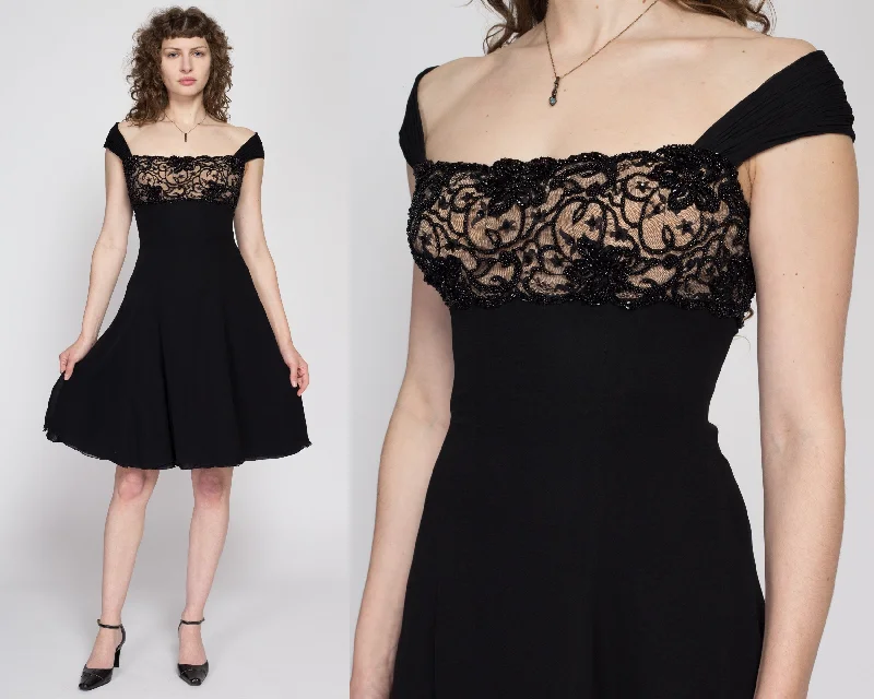 Small 90s Stephen Yearick Sheer Illusion Little Black Dress NWT