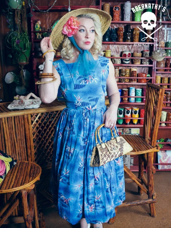 Vintage 1950s Handmade Blue and Pink Dress