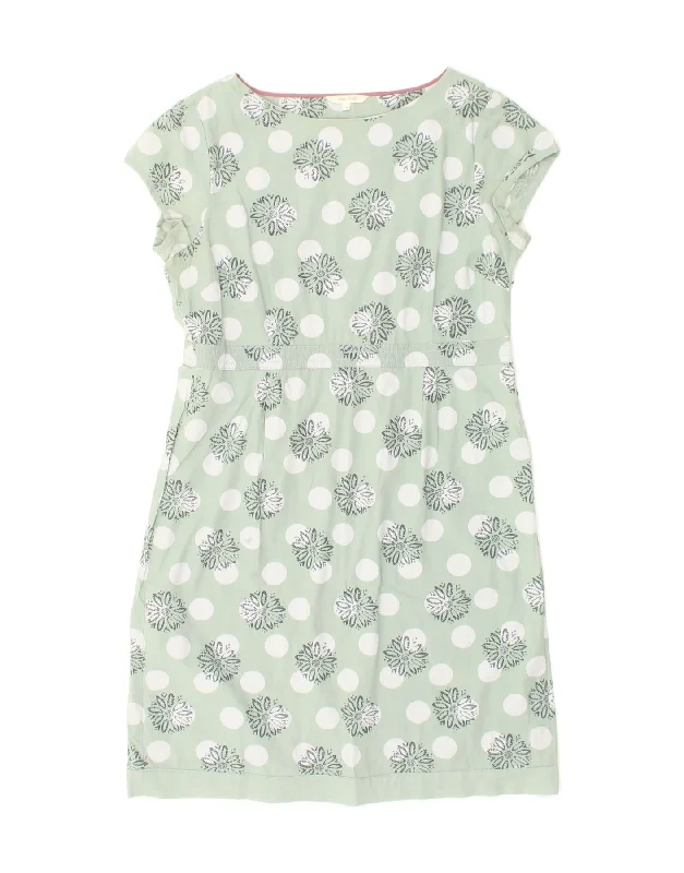 WHITE STUFF Womens Sheath Dress UK 16 Large Green Polka Dot Cotton