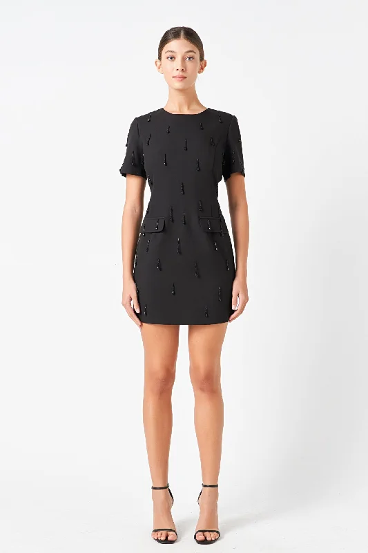 Endless Rose - Premium Beaded Mini Dress Chic Bohemian Mini Dress