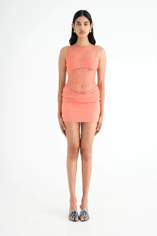 Benni Raffy Mini Dress - Grapefruit Comfortable Wrap Mini Dress