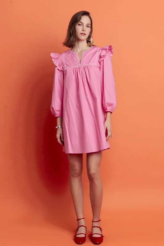 English Factory - Contrast Embroidery Mini Dress Classic Casual Mini Dress