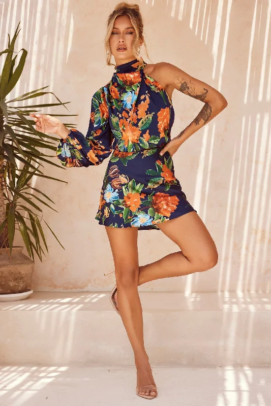 Dance Forever Mini Dress - Navy Multi Comfortable Bodycon Mini Dress