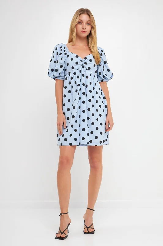 English Factory - Dotted Babydoll Mini Dress Chic Halter Mini Dress