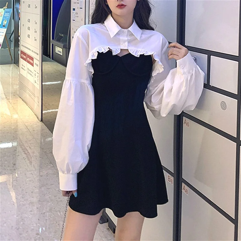 Lizakosht Elegant Party Dress Women Long Sleeve Sweet Empire High Street Mini Dress Gothic Y2k Dress Korean Autumn Female Outfits Chic Mini Dress with V-Neck Lizakosht Elegant Party Dress Women Long Sleeve Sweet Empire High Street Mini Dress Gothic Y2k Dress Korean Autumn Female Outfits Chic Mini Dress with V-Neck