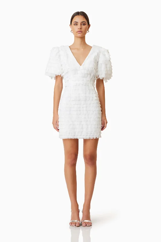 Elliatt Hailey Mini Dress - White Elegant Sequin Mini Dress