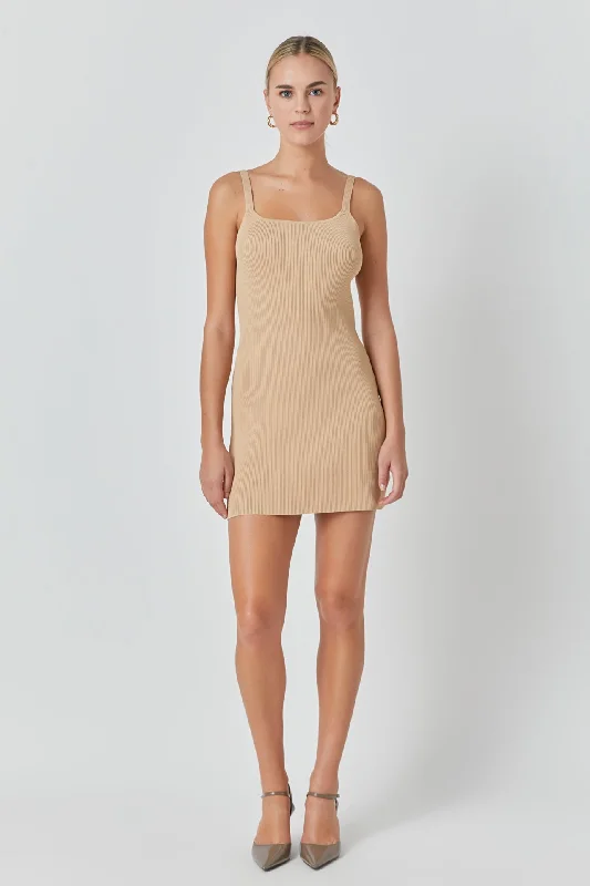 Endless Rose - Fitted Knit Mini Dress Elegant Silk Mini Dress