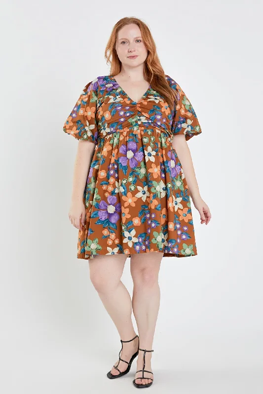 English Factory - Floral Puffy Sleeve Mini Dress Elegant Sequin Mini Dress